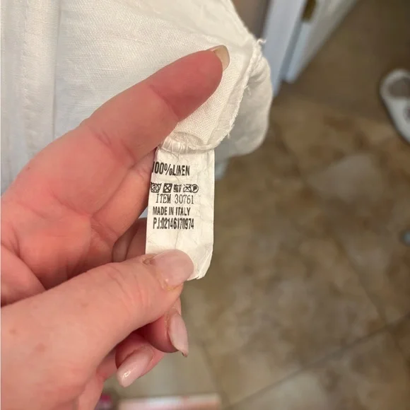 Saga Made in Italy 100% Linen Button up Oversized Shirt/Dress One Size - Picture 10 of 10